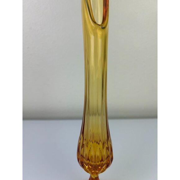 Fenton Colonial Vintage Amber Glass Art Swung Vase Thumbprint Base 12" Boho - Picture 4 of 15